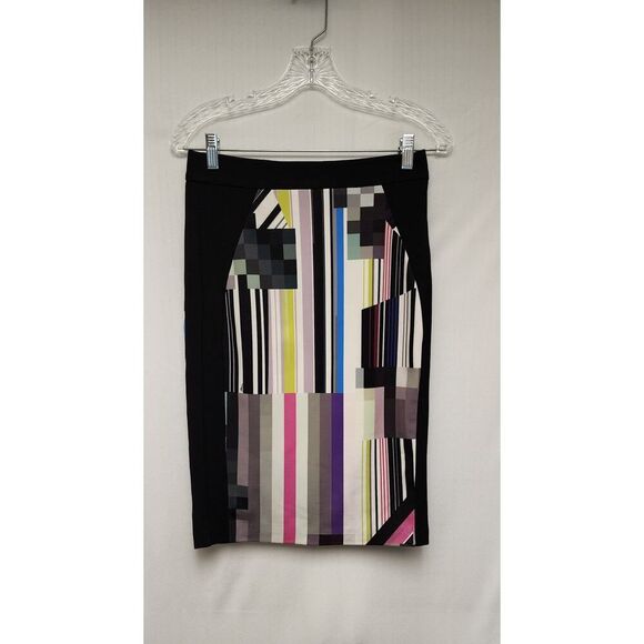Trina Turk Multicolor Black Striped Printed Pencil Skirt  Size 2 - Picture 3 of 7